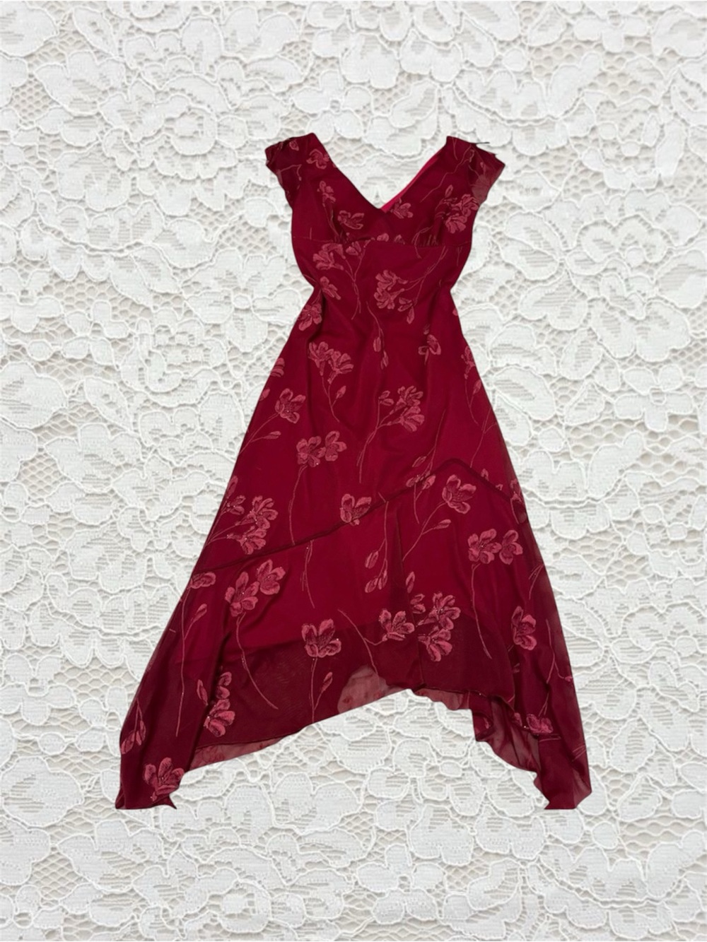 vintage 90s red floral fairy dress